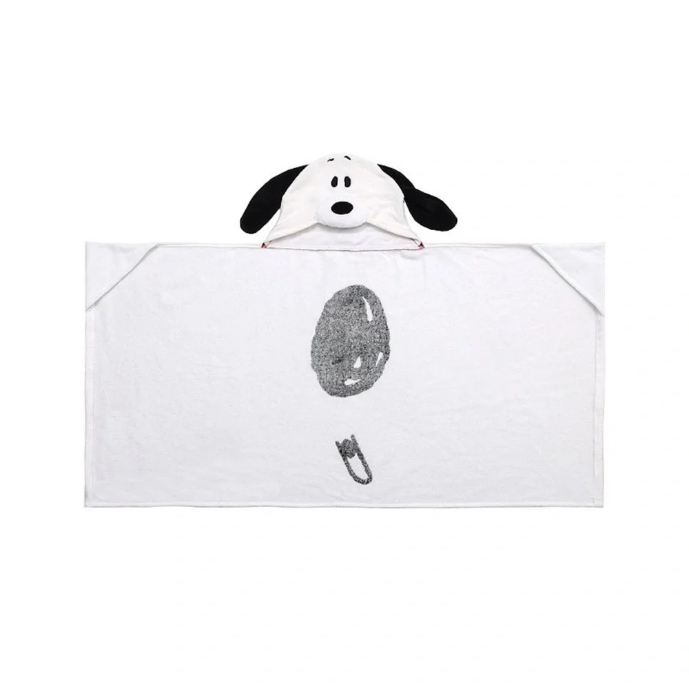 Peanuts Kids Hooded Snoopy Bath Wrap in White and Black